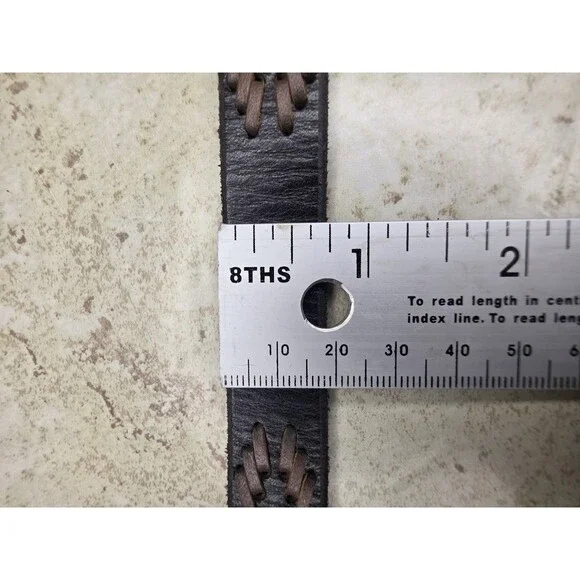 Amsterdam Heritage Brown Leather Belt Western Cowboy Work Sliver Tone Buckle 38 - Picture 7 of 7